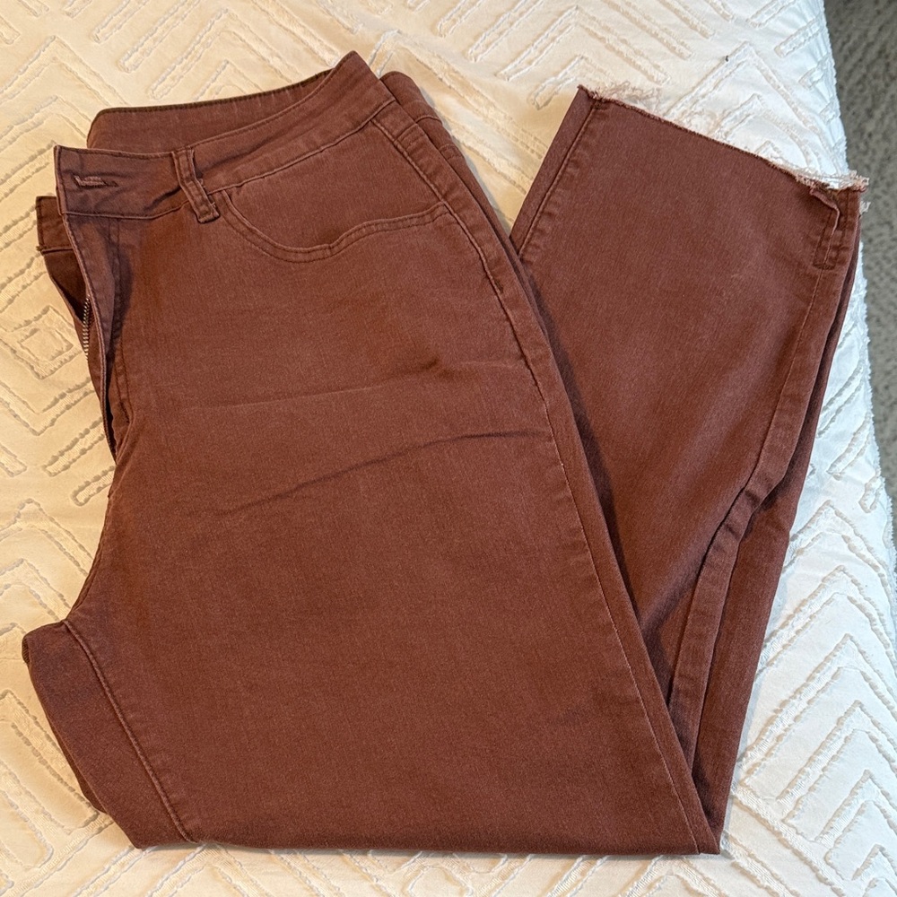 SHEIN Straight Leg Jeans in Rust
